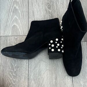 Stuart Weitzman Suede Pearl-Embellished Women's Ankle Boots